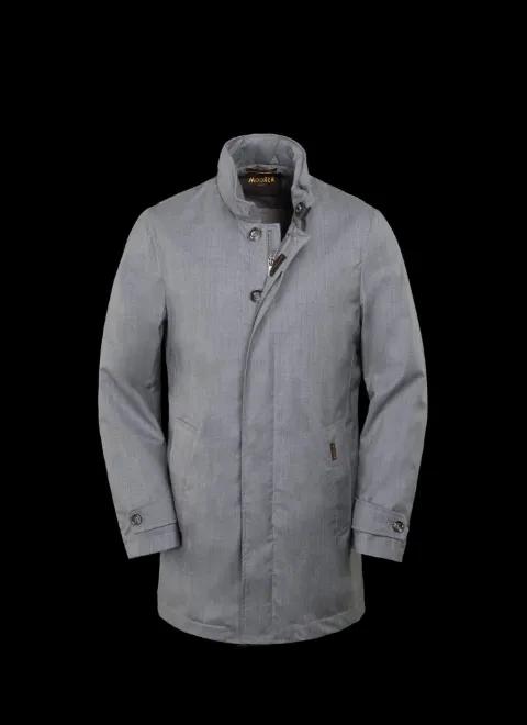 hoodied buttoned wool coat by MOORER