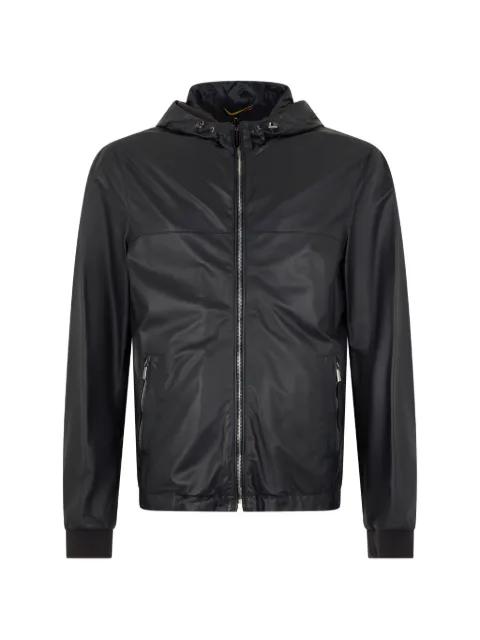 hoodied leather jacket by MOORER