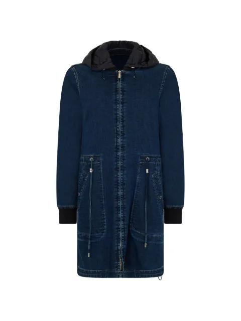 hoodied zip-up denim coat by MOORER