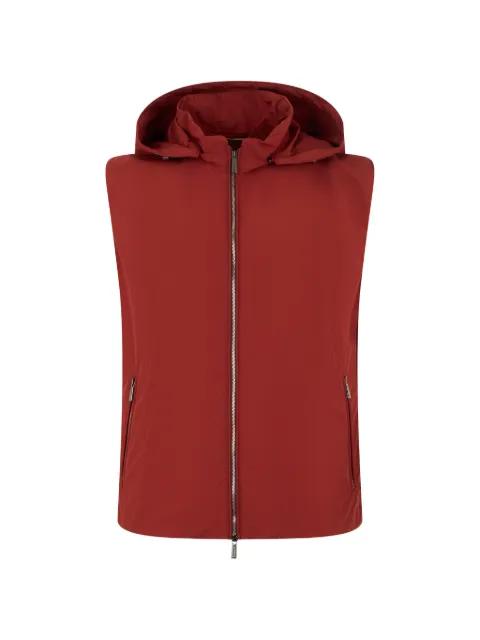 hoodied zip-up vest by MOORER