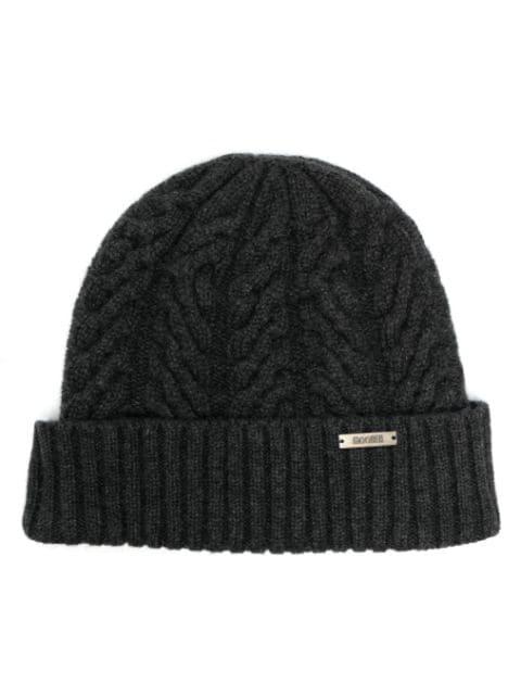 logo-plaque cashmere beanie by MOORER
