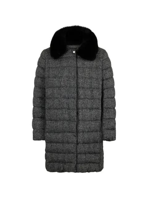 padded fur-collar coat by MOORER