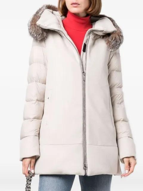 padded fur-trimmed hood jacket by MOORER