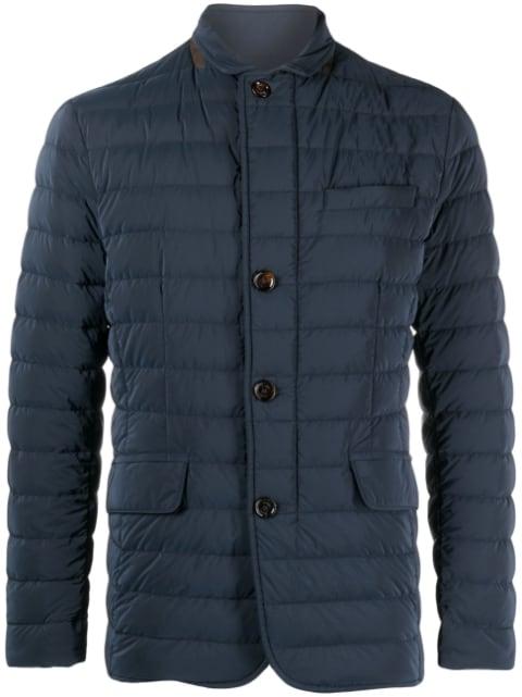 quilted-finish buttoned-up coat by MOORER