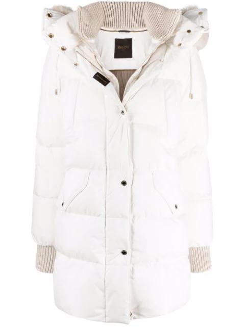 quilted hoodied down coat by MOORER