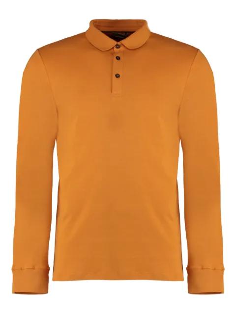 ribbed-edge long-sleeve polo shirt by MOORER