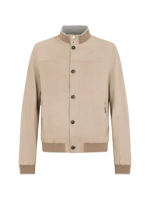 ribbed leather jacket by MOORER