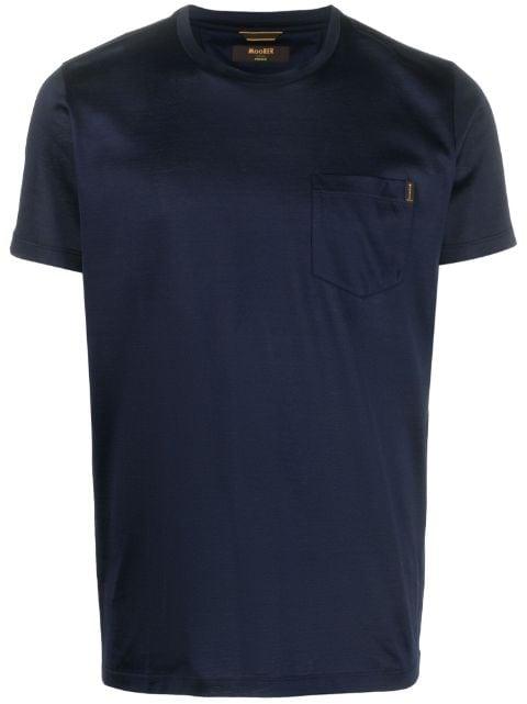 satin crew-neck cotton T-shirt by MOORER