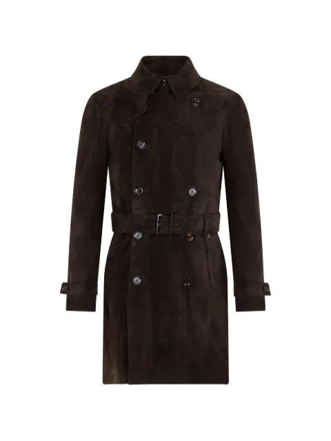 tailored belted leather trench coat by MOORER