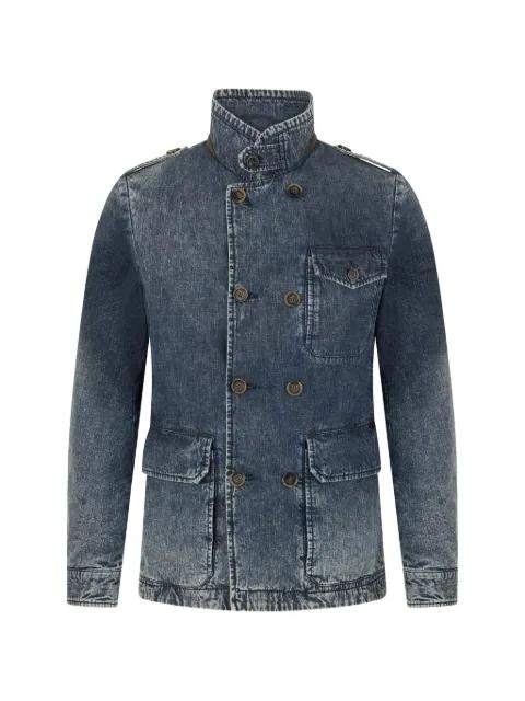 washed button denim jacket by MOORER