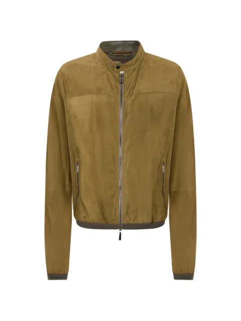 zip leather jacket by MOORER