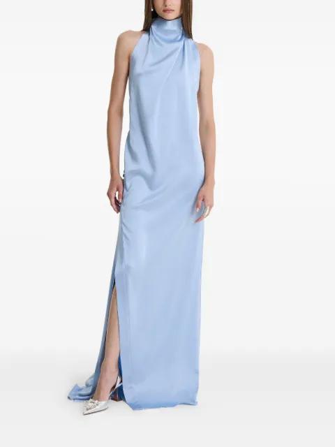 Blue Allure high-neck side-split maxi dress by MOOS STUDIO