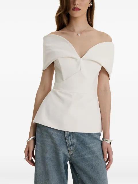 Denim Muse off-shoulder top by MOOS STUDIO
