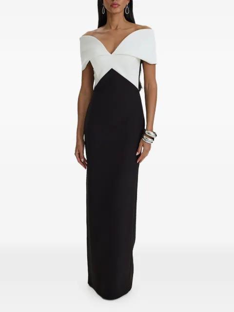Dual Form off-shoulder colour-block gown by MOOS STUDIO