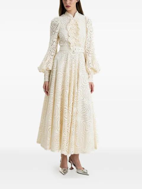 Ethereal Grace ruffled belted maxi  dress by MOOS STUDIO