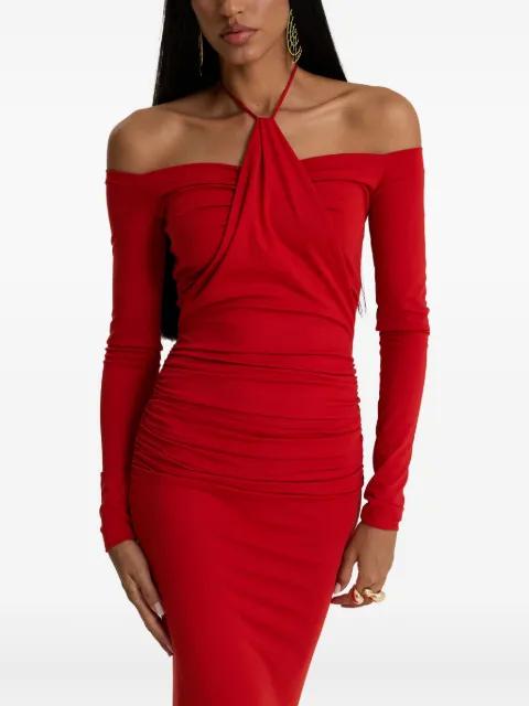Heatline halter-neck draped maxi dress by MOOS STUDIO
