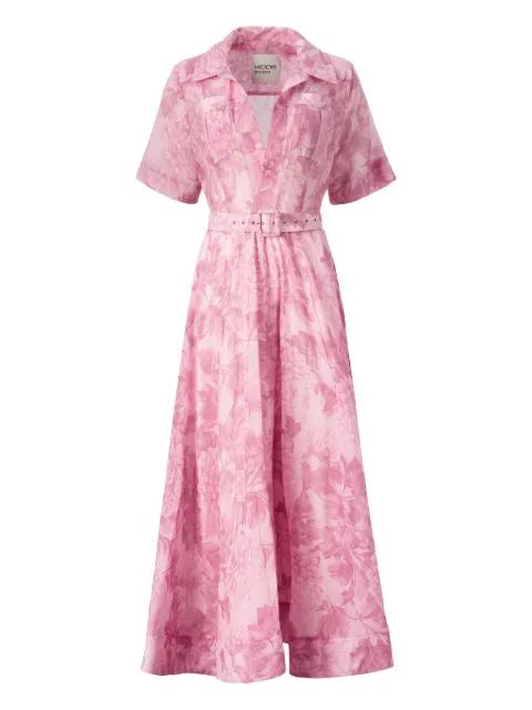 La Rosée floral-print belted dress by MOOS STUDIO