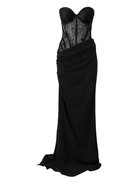 Lunar Lace panelled draped dress by MOOS STUDIO