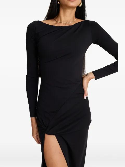 Midnight Icon long-sleeve side-split maxi dress by MOOS STUDIO