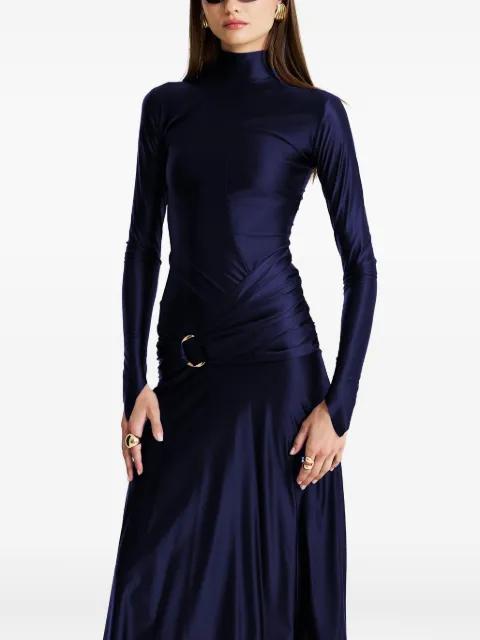 Ocean Whisper high-neck ring-detail maxi dress by MOOS STUDIO