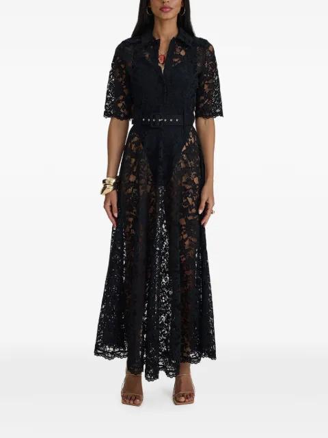 Reverie belted lace maxi dress by MOOS STUDIO