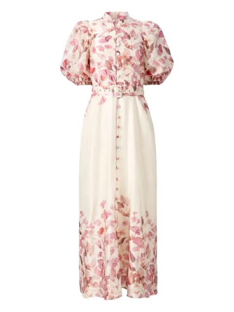 Rosewind puff-sleeve floral-print dress by MOOS STUDIO