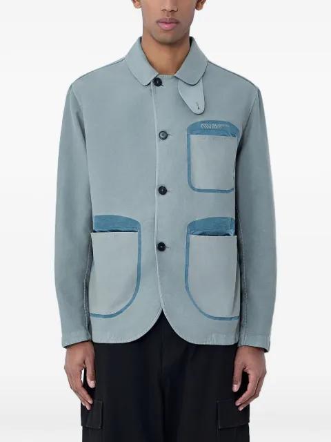 contrast-pocket jacket by MOOS STUDIO