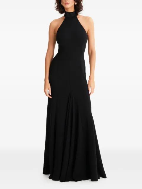 halterneck tie-detail maxi dress by MOOS STUDIO