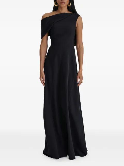 off-shoulder panelled gown by MOOS STUDIO