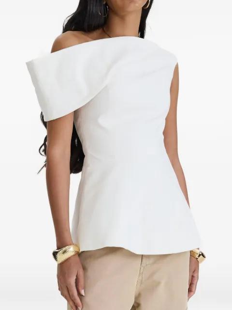 one-shoulder peplum top by MOOS STUDIO