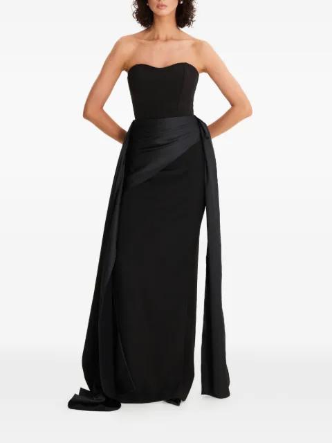 strapless drape maxi dress by MOOS STUDIO