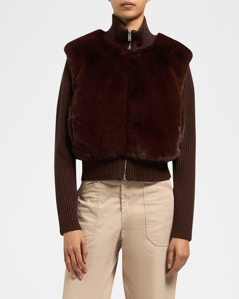 Dua Bunny Faux-Fur Ribbed Sweater Jacket by MOOSE KNUCKLES