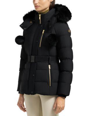 Gold Cambria Shearling Trim Down Jacket by MOOSE KNUCKLES