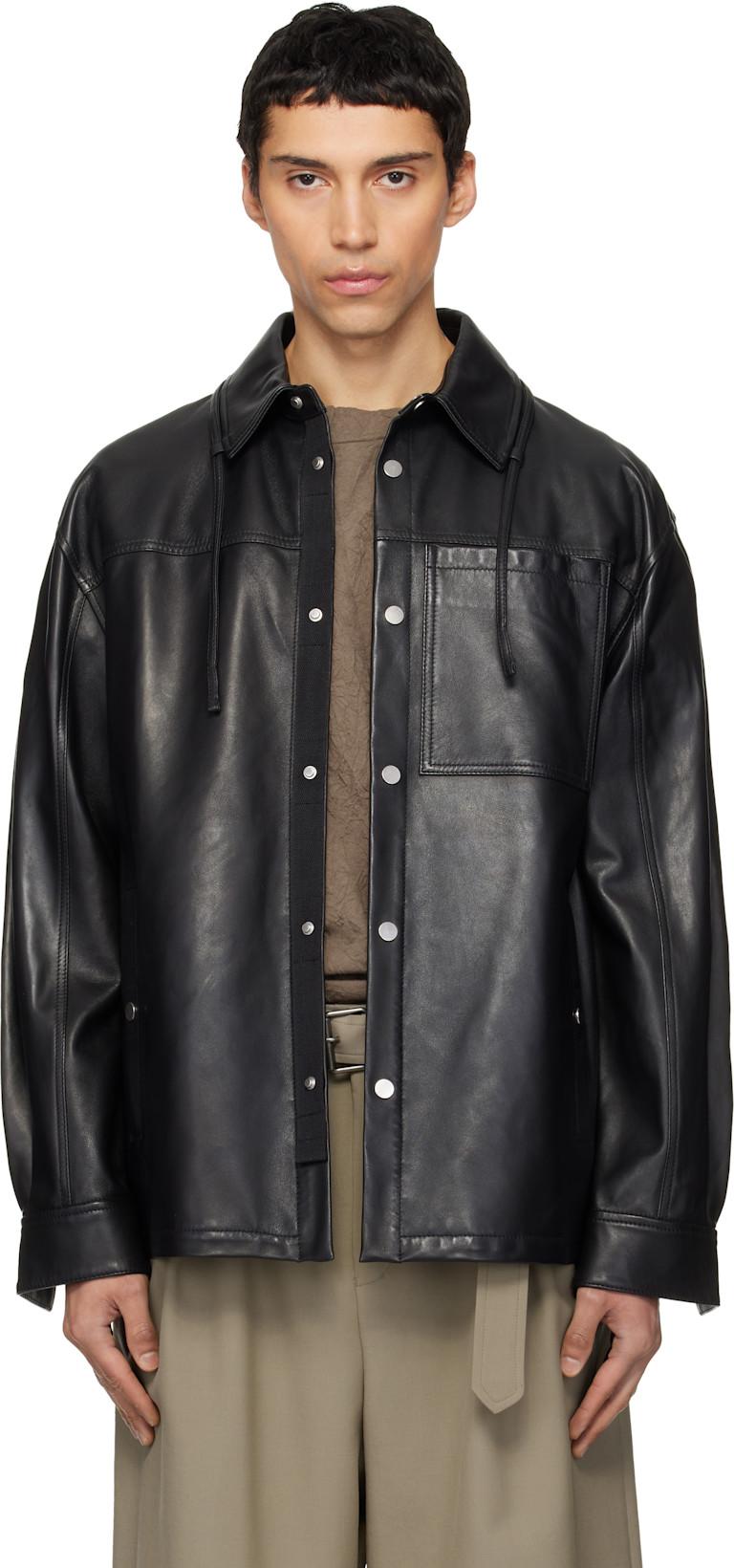 Black Overshirt Leather Jacket by MORDECAI
