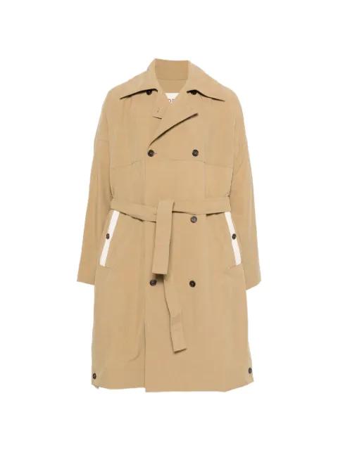 double-breasted belted trench coat by MORDECAI