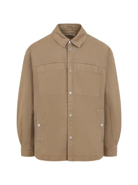 flap pocket stripe back shirt by MORDECAI