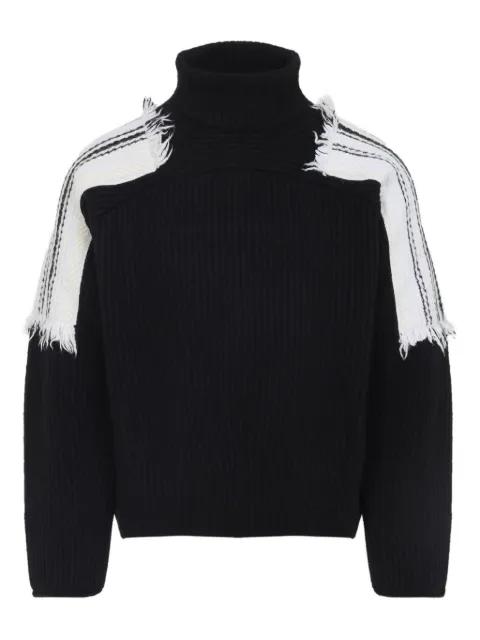 roll neck frayed-sleeve sweater by MORDECAI
