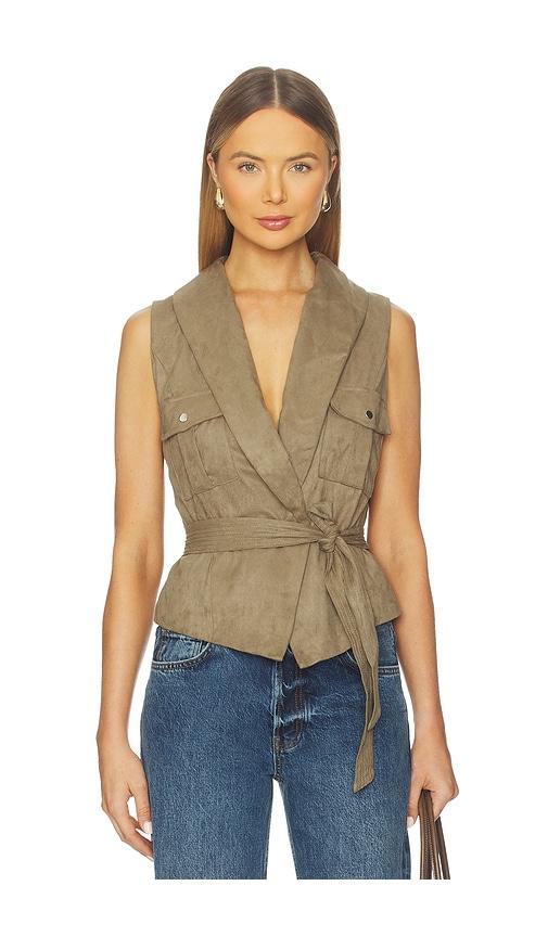 MORE TO COME Aaliyah Faux Suede Vest in Sage by MORE TO COME