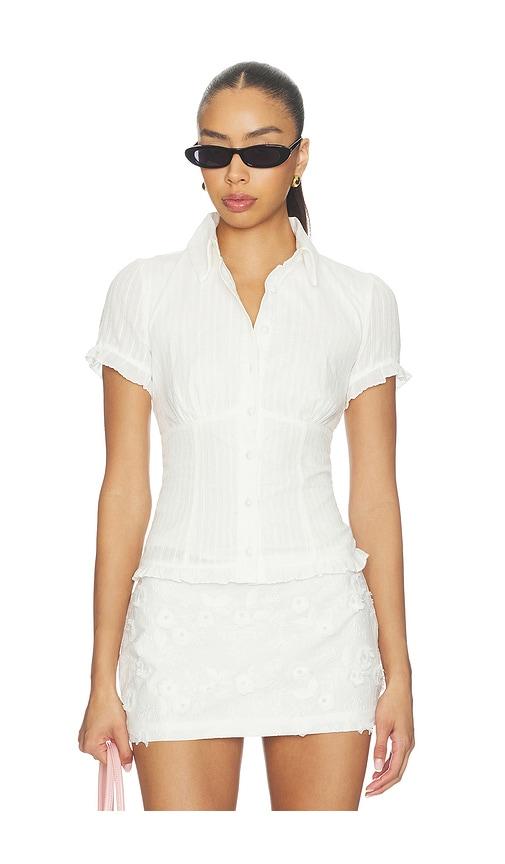 MORE TO COME Abril Button Up Top in White by MORE TO COME