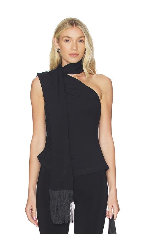 MORE TO COME Aelin Scarf Top in Black by MORE TO COME