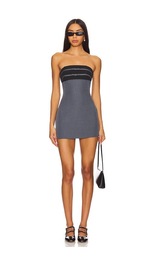 MORE TO COME Alayna Mini Dress in Grey by MORE TO COME