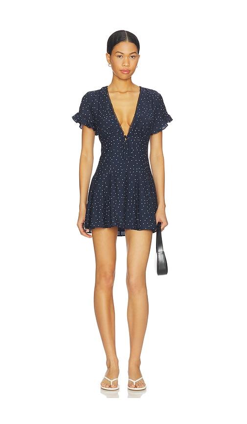 MORE TO COME Alexa Mini Dress in Navy by MORE TO COME