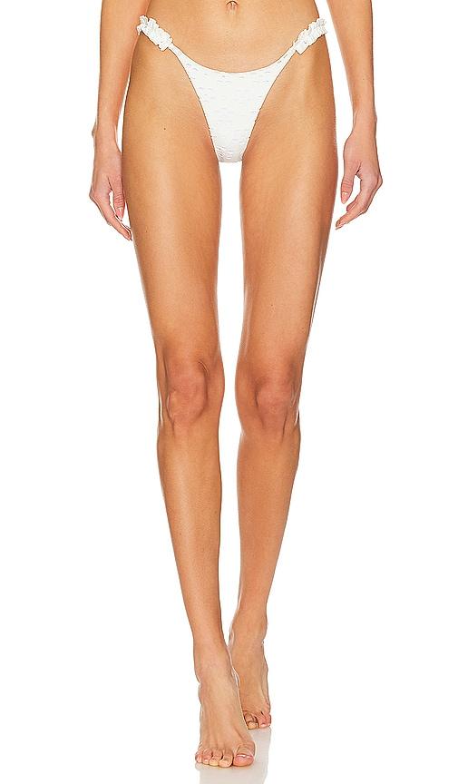MORE TO COME Amelia Ruffle Bikini Bottom in White by MORE TO COME