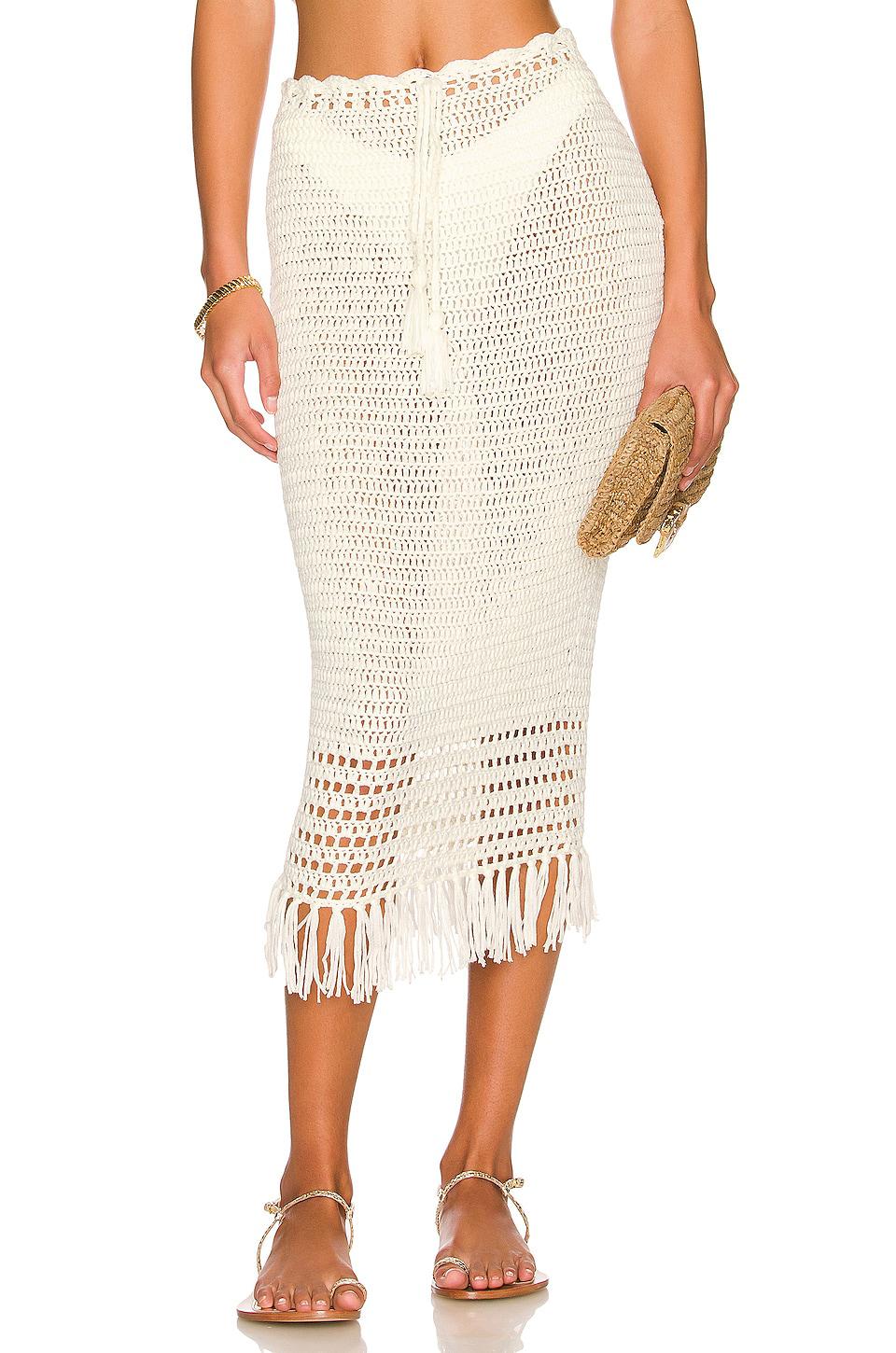 MORE TO COME Angelina Midi Skirt in Ivory by MORE TO COME
