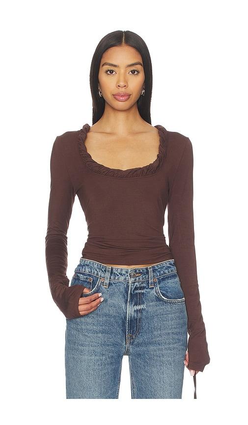 MORE TO COME Arielle Twisted Top in Chocolate by MORE TO COME