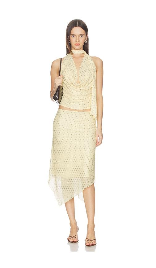 MORE TO COME Ariyah Midi Skirt Set in Yellow by MORE TO COME
