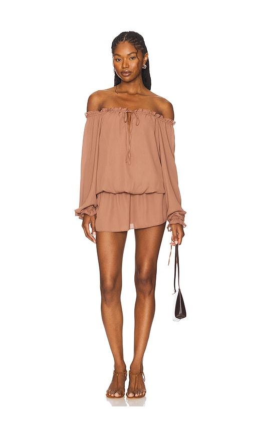 MORE TO COME Avina Mini Dress in Brown by MORE TO COME