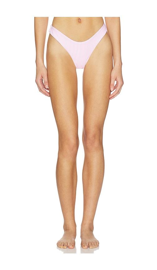 MORE TO COME Bella Bikini Bottom in Pink,White by MORE TO COME