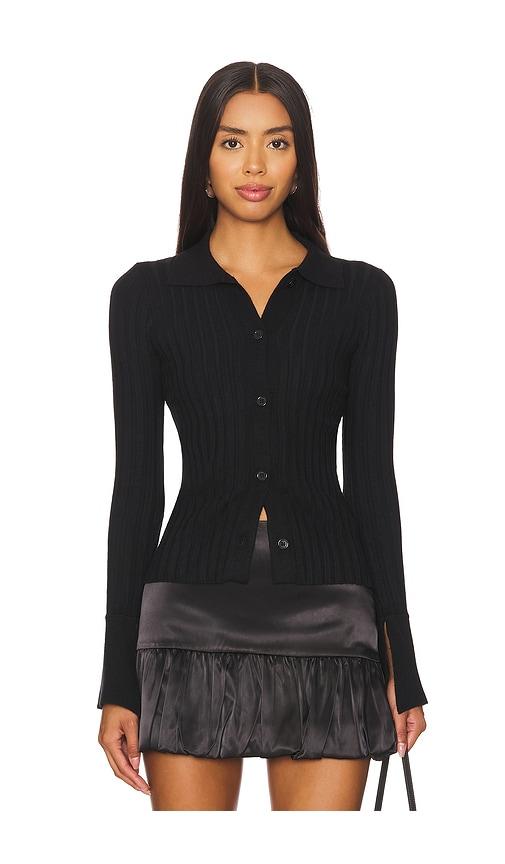 MORE TO COME Brandy Button Front Sweater in Black by MORE TO COME