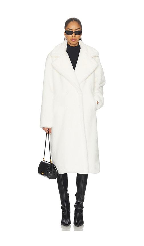 MORE TO COME Calliope Faux Fur Coat in White by MORE TO COME